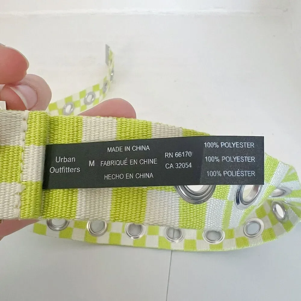 NWOT Urban Outfitters UO Green Checker Print Belt Women's Size M